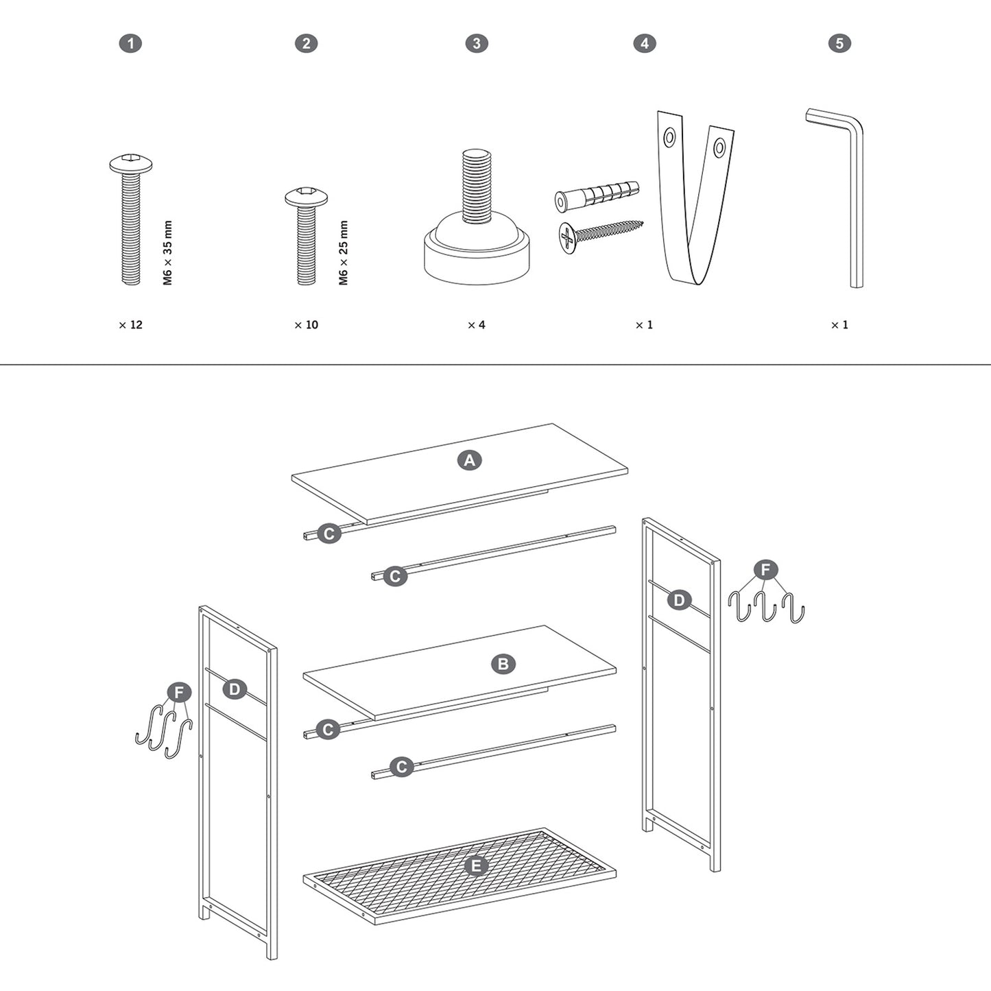Bakers Rack with 3 Open Shelves and Metal Frame
