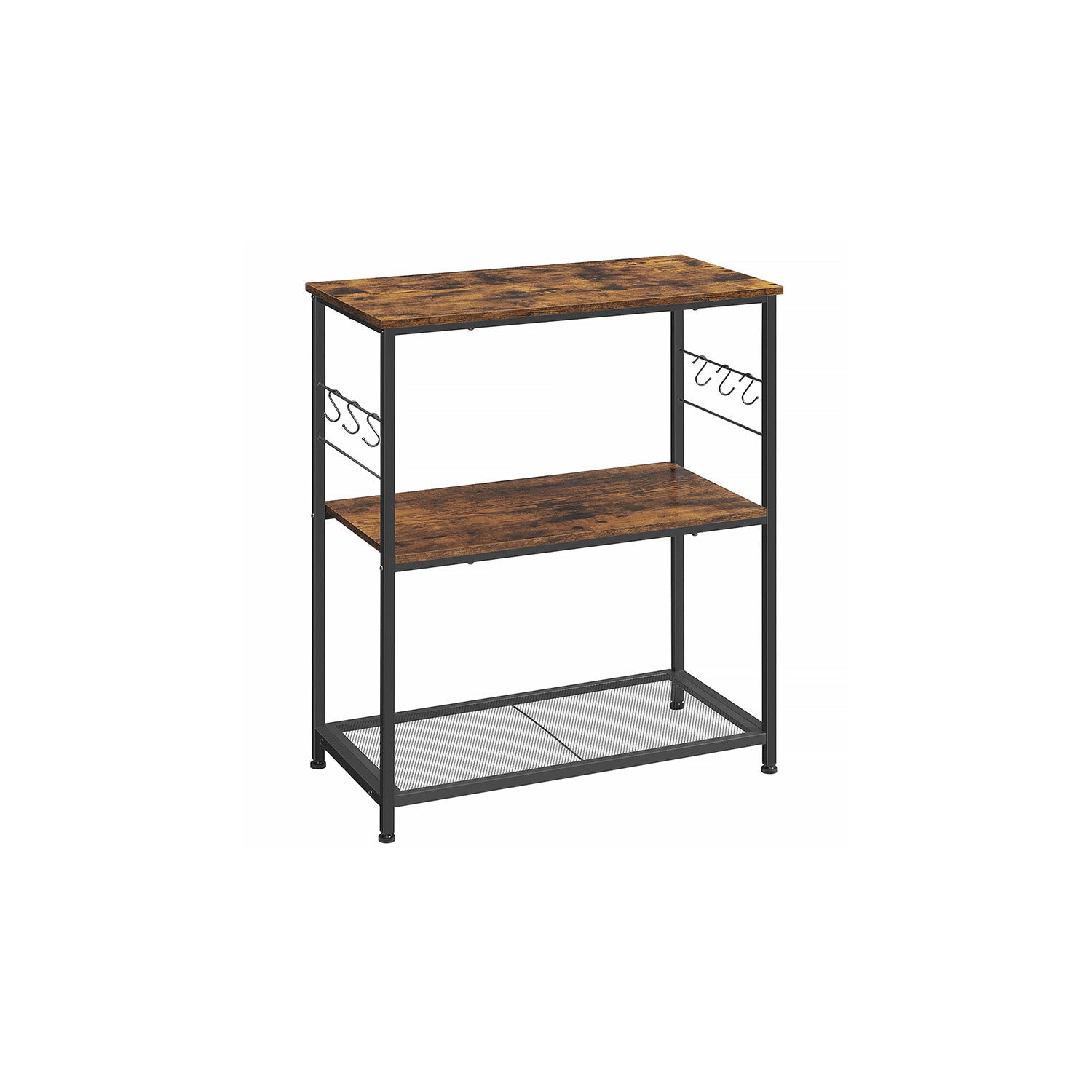 Bakers Rack with 3 Open Shelves and Metal Frame