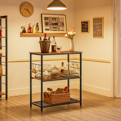 Bakers Rack with 3 Open Shelves and Metal Frame