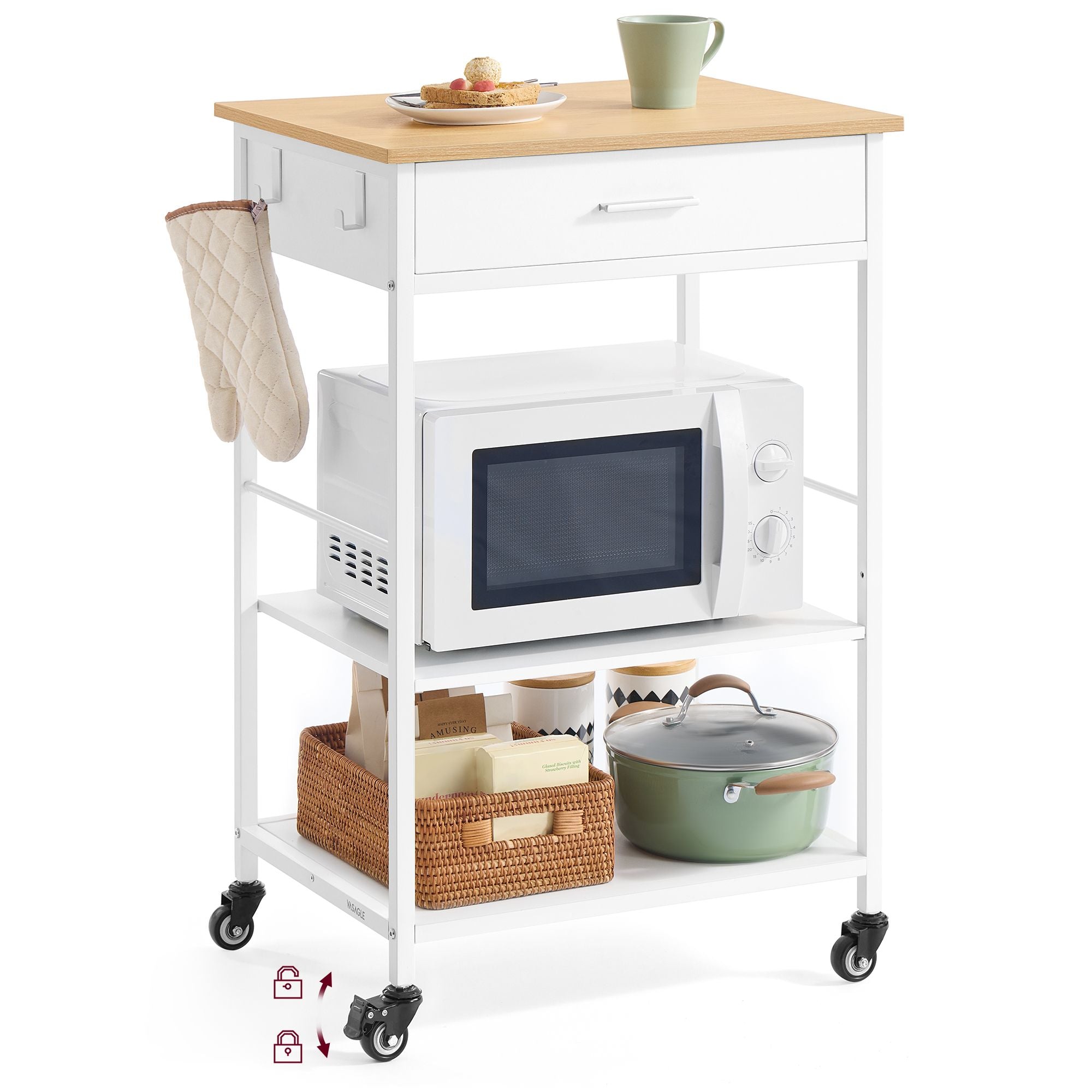 Kitchen Rolling Island, Mobile Kitchen Cart with Storage on Wheels