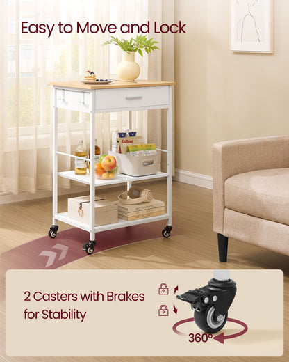 Kitchen Rolling Island, Mobile Kitchen Cart with Storage on Wheels