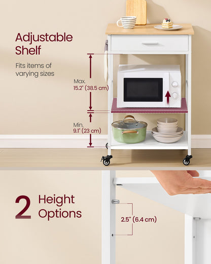 Kitchen Rolling Island, Mobile Kitchen Cart with Storage on Wheels