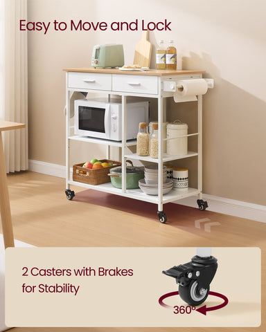 Kitchen Rolling Island, Mobile Kitchen Cart with Storage on Wheels