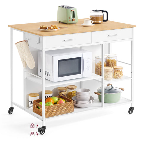 Kitchen Rolling Island, Mobile Kitchen Cart with Storage on Wheels