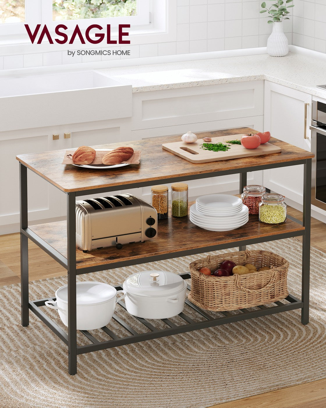 3 Shelves Kitchen Island - image 3