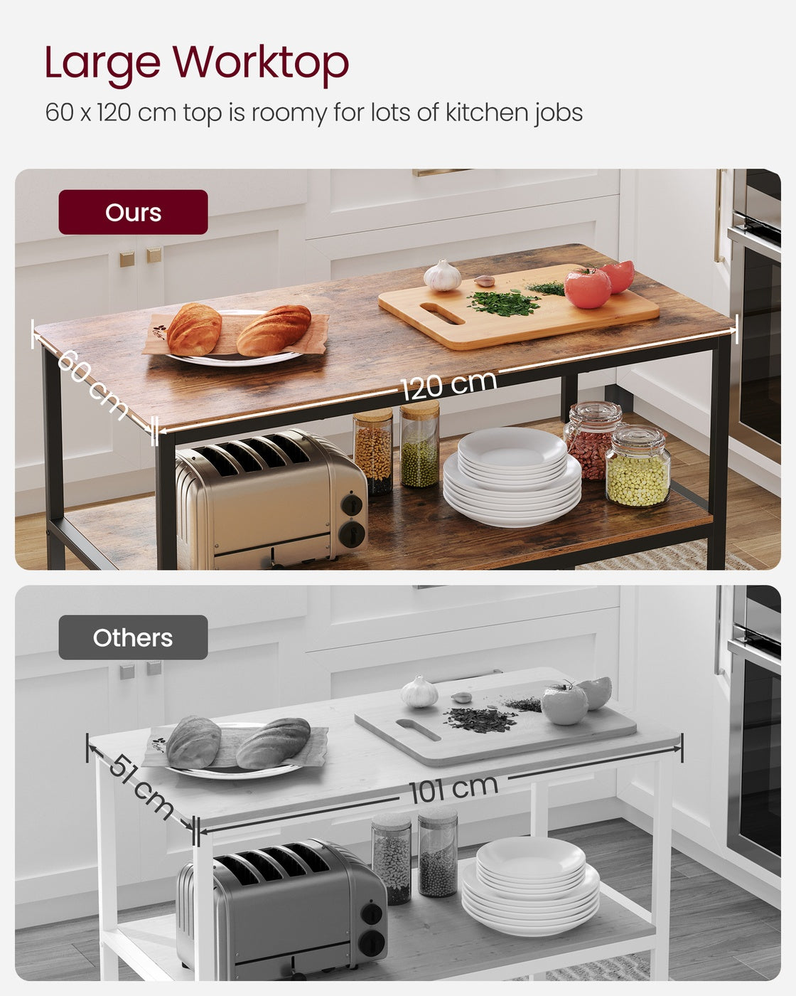3 Shelves Kitchen Island - image 5