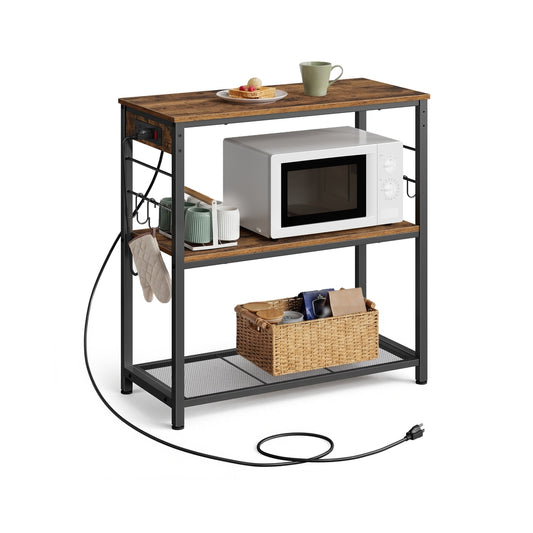 Metal kitchen island with power outlet and hooks - image 1