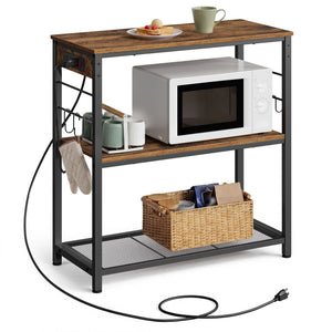 Metal kitchen island with power outlet and hooks - image 13