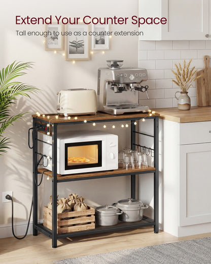 Metal kitchen island with power outlet and hooks - image 3