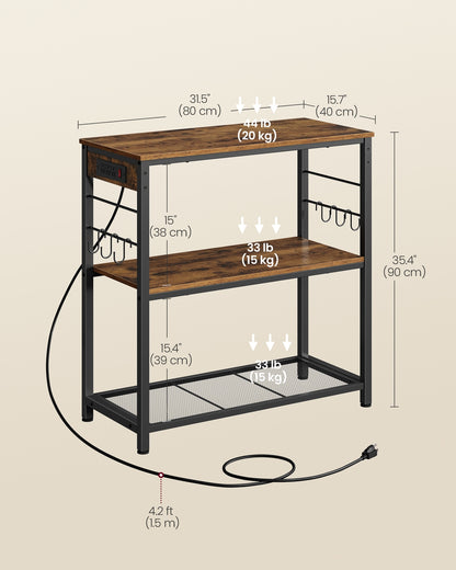 Metal kitchen island with power outlet and hooks - image 6