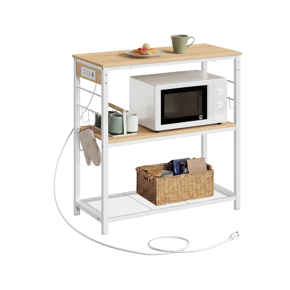Metal kitchen island with power outlet and hooks - image 7