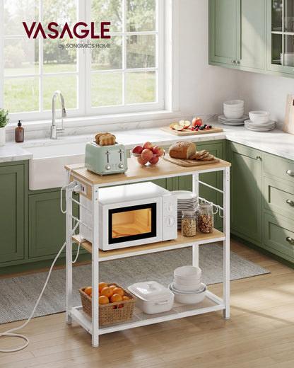 Metal kitchen island with power outlet and hooks - image 8