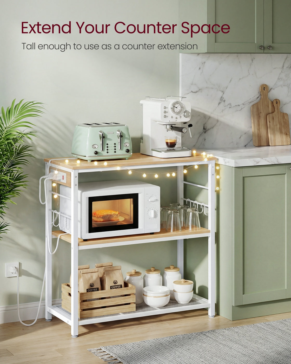Metal kitchen island with power outlet and hooks - image 9