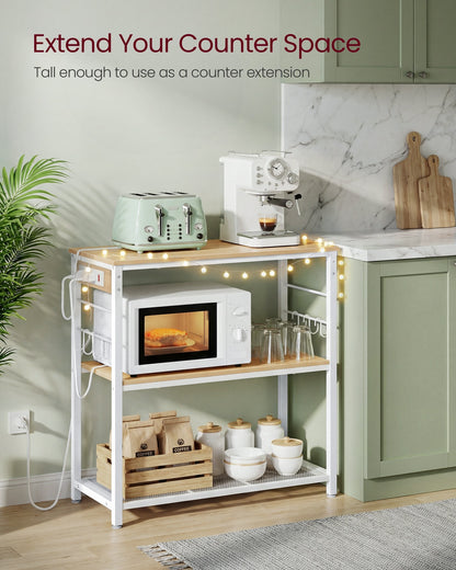 Metal kitchen island with power outlet and hooks - image 9