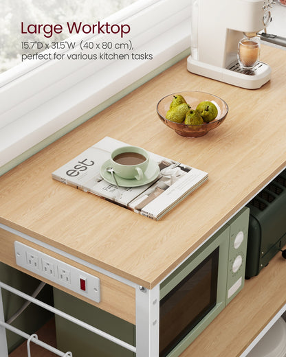 Metal kitchen island with power outlet and hooks - image 11