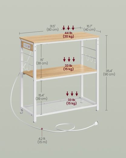 Metal kitchen island with power outlet and hooks - image 12