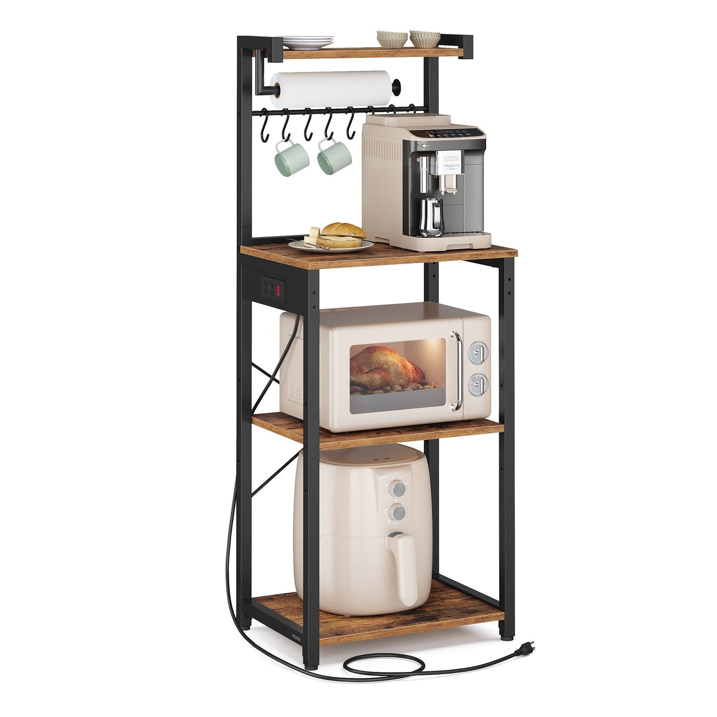 Kitchen Bakers Rack with Power Outlet - Cloud White - image 11
