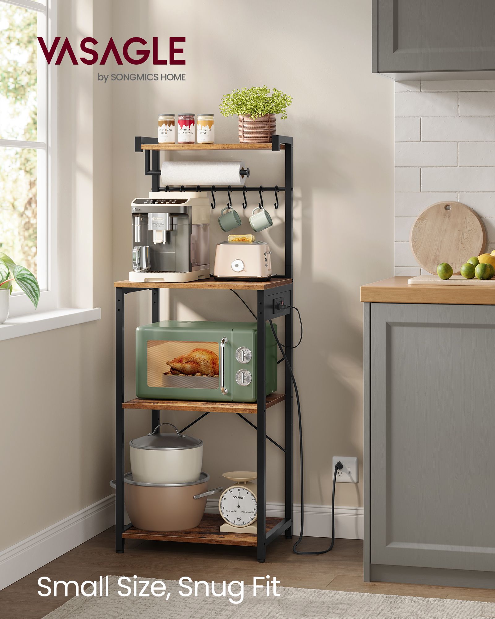Kitchen Bakers Rack with Power Outlet - Cloud White - image 2