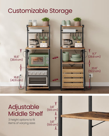 Kitchen Bakers Rack with Power Outlet - Cloud White - image 4