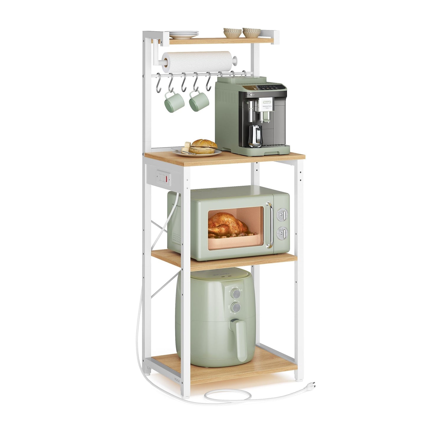 Kitchen Bakers Rack with Power Outlet - Cloud White - image 12