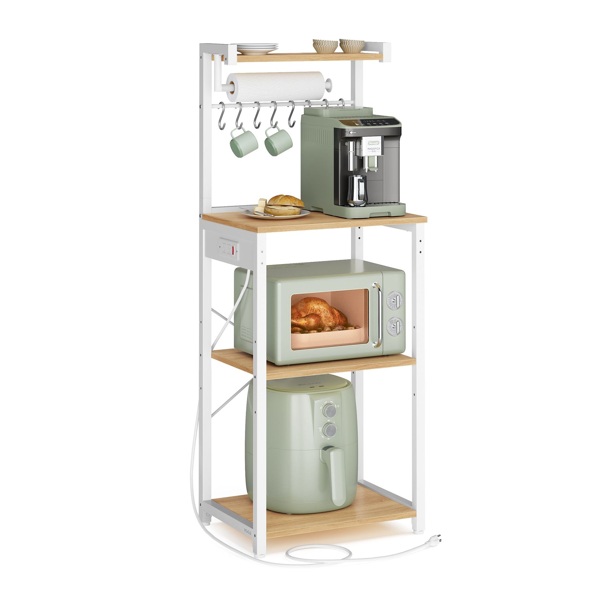 Kitchen Bakers Rack with Power Outlet - Cloud White - image 6
