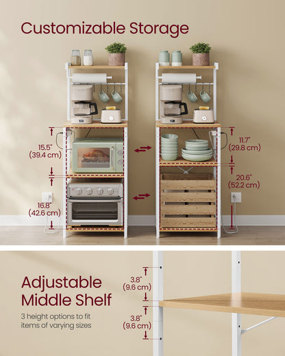 Kitchen Bakers Rack with Power Outlet - Cloud White - image 9