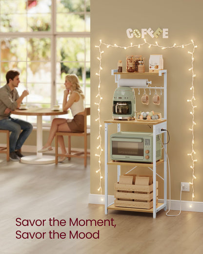 Kitchen Bakers Rack with Power Outlet - Cloud White - image 10