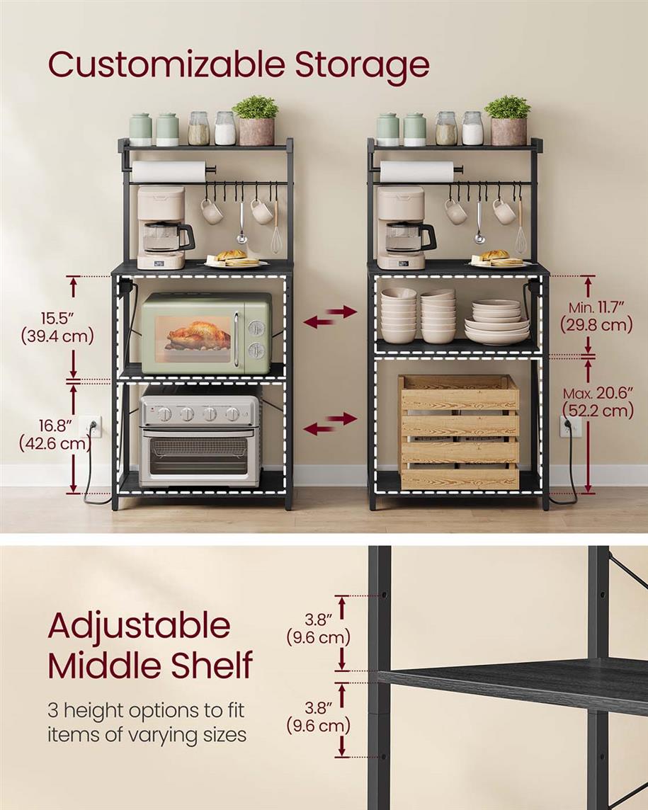 Kitchen Bakers Rack with Power Outlet