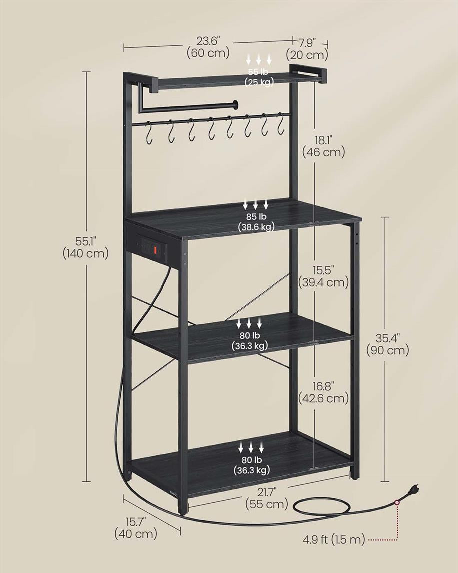 Kitchen Bakers Rack with Power Outlet