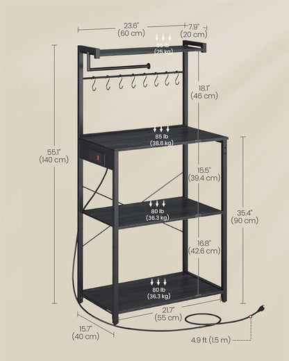 Kitchen Bakers Rack with Power Outlet