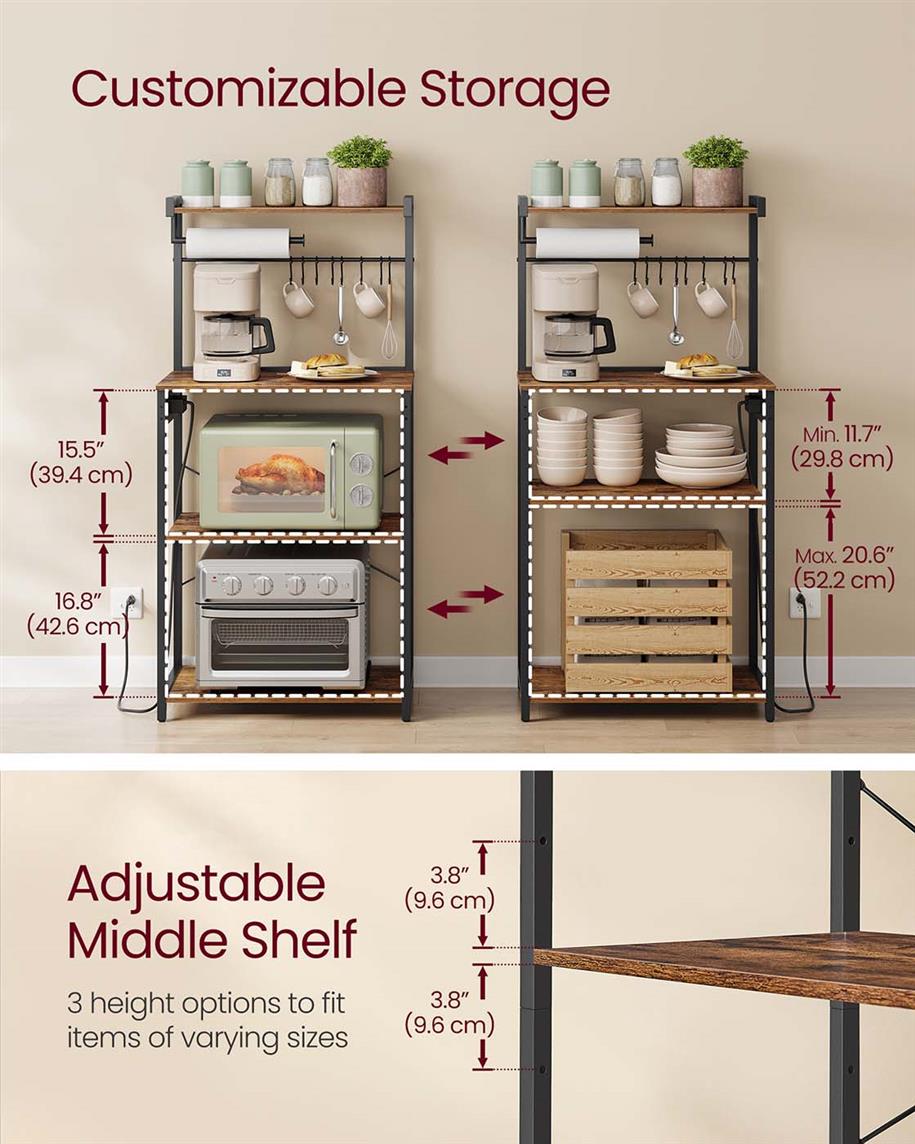 Kitchen Bakers Rack with Power Outlet