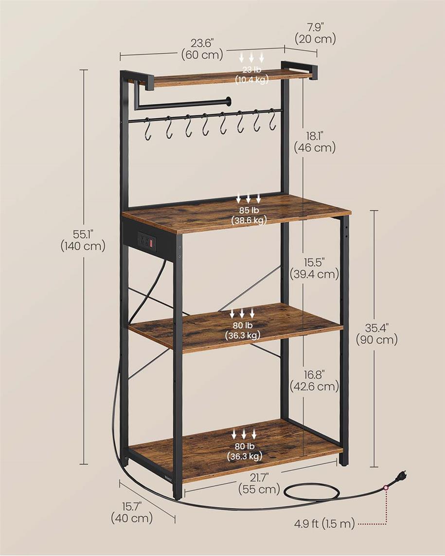 Kitchen Bakers Rack with Power Outlet