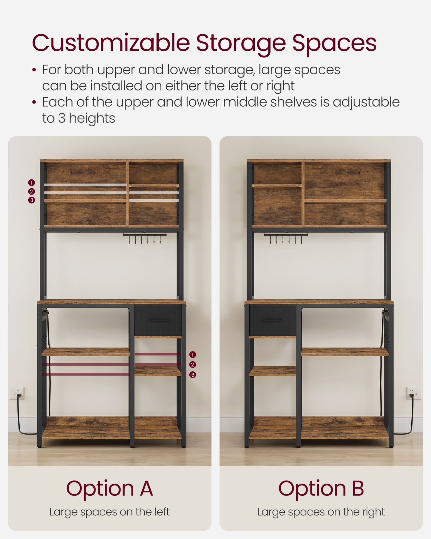 Bakers Rack with Charging Station
