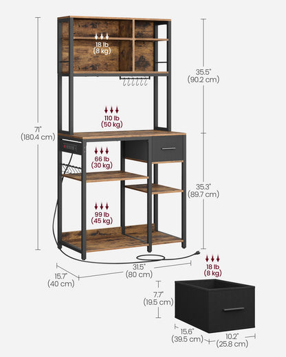 Bakers Rack with Charging Station