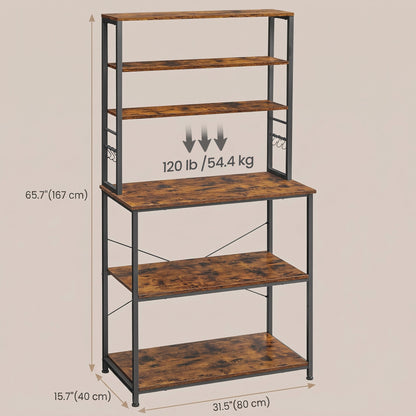 Industrial-Style Kitchen Storage Unit, 40 x 60 x 167 cm, Brown - image 10
