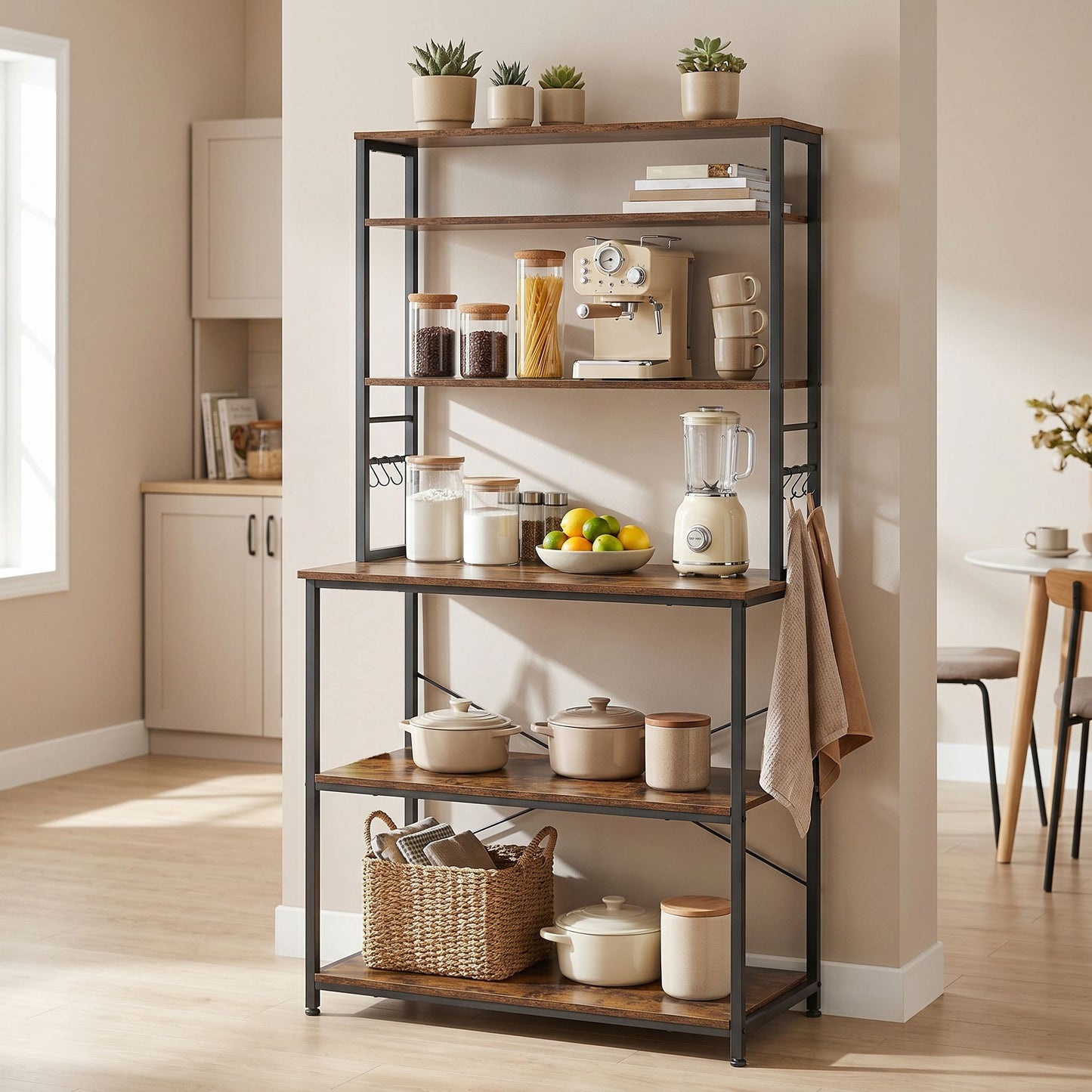 Industrial-Style Kitchen Storage Unit, 40 x 60 x 167 cm, Brown - image 11