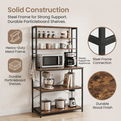 Industrial-Style Kitchen Storage Unit, 40 x 60 x 167 cm, Brown - image 14