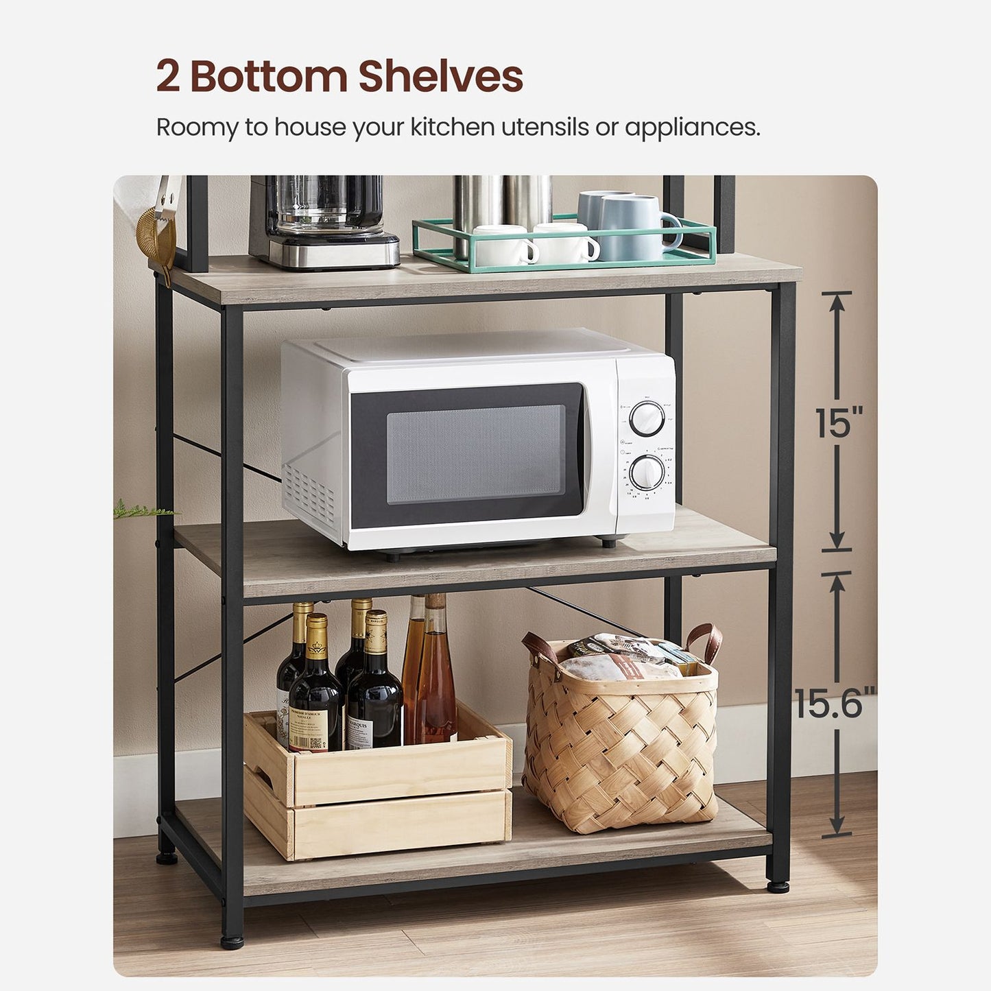 31.5 Inches Baker's Rack for Kitchen with Storage