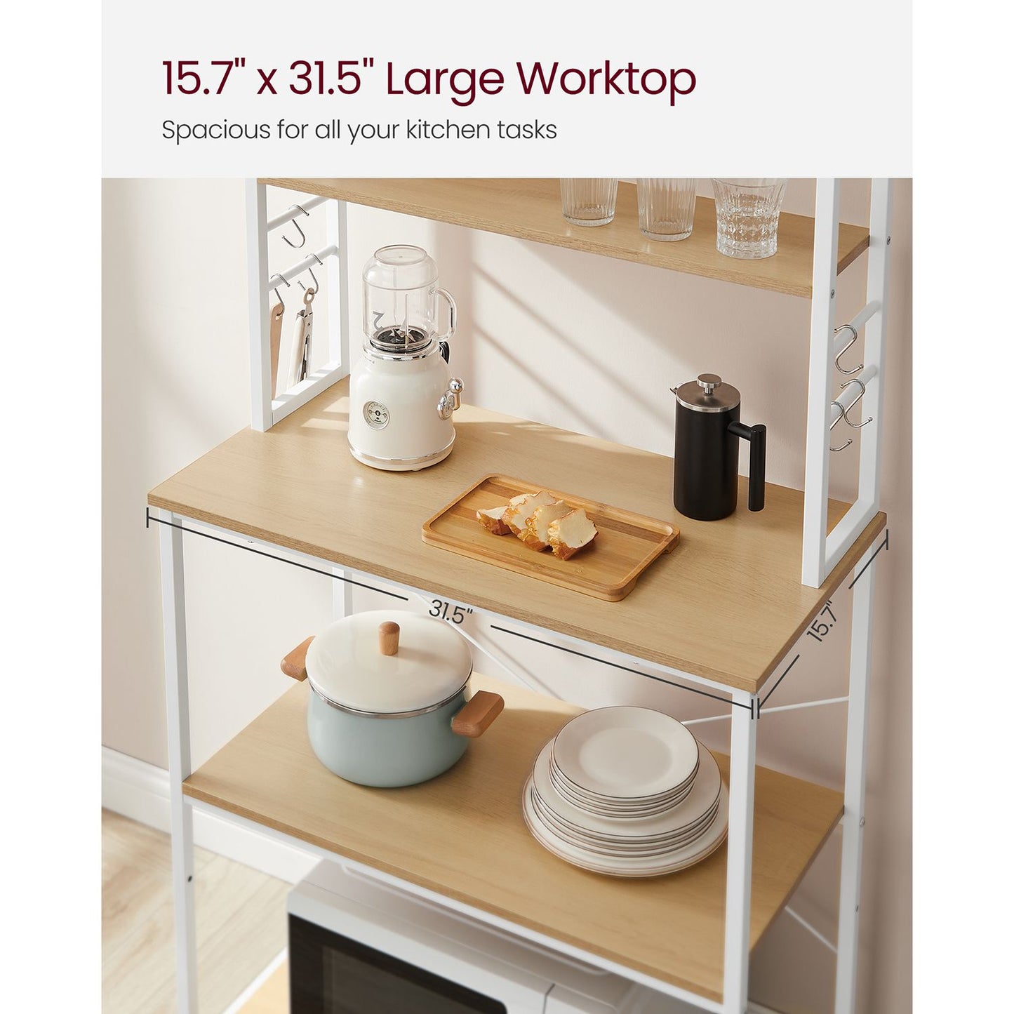 31.5 Inches Baker's Rack for Kitchen with Storage