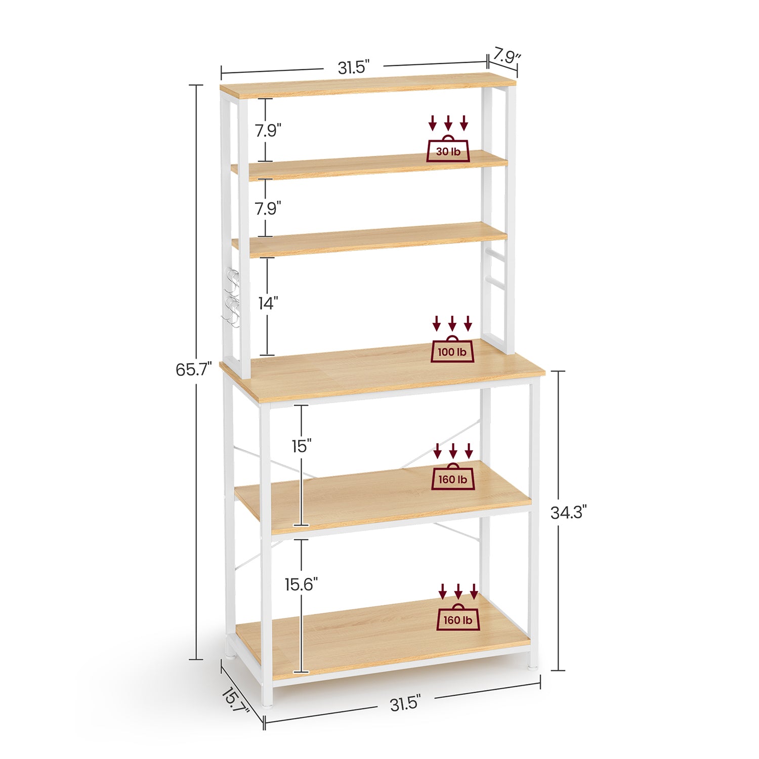Bakers Rack for Kitchen with Storage - HWLEXTRA 