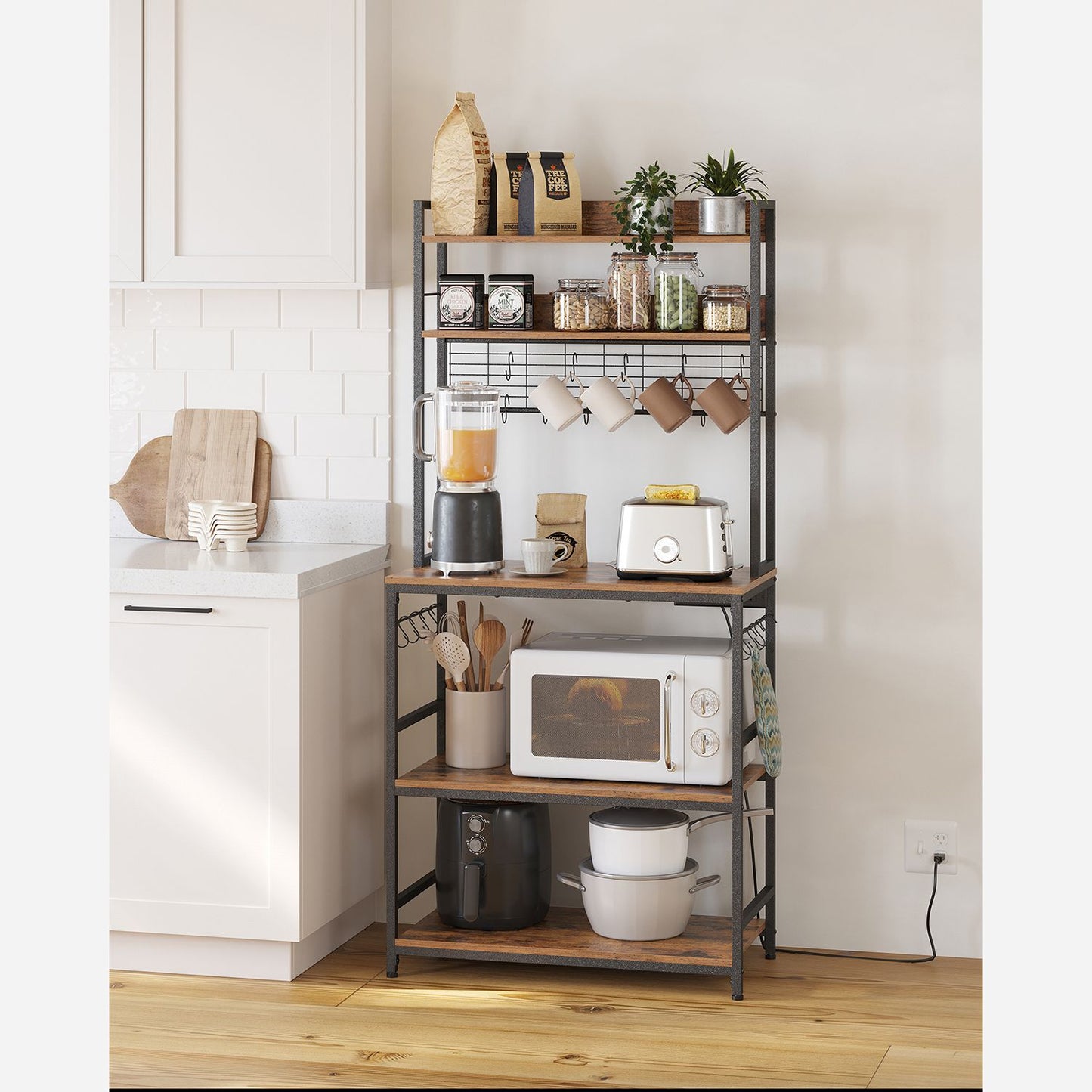 Hutch Bakers Rack with Power Outlet - HWLEXTRA 