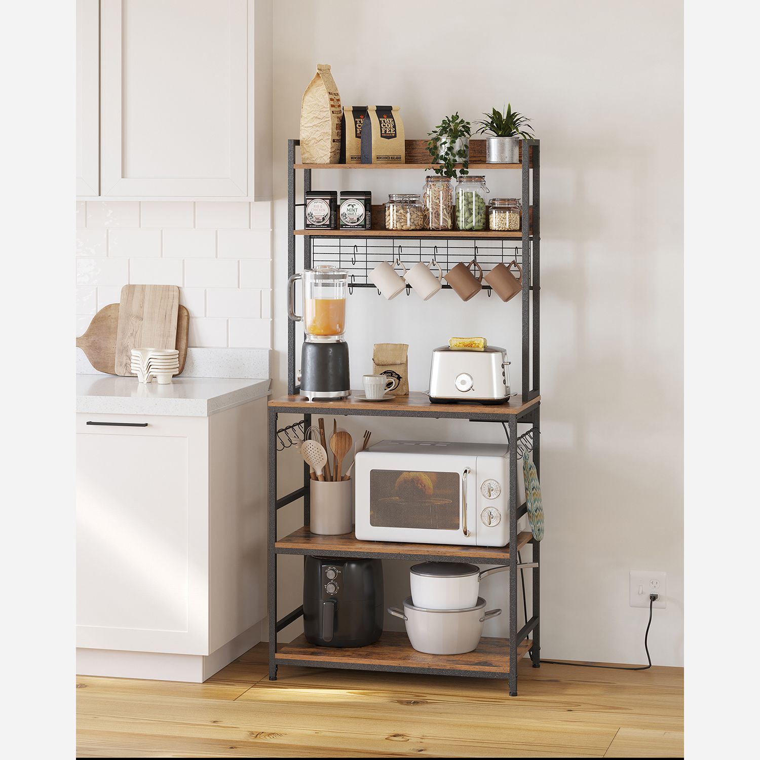 Hutch Bakers Rack with Power Outlet - HWLEXTRA 