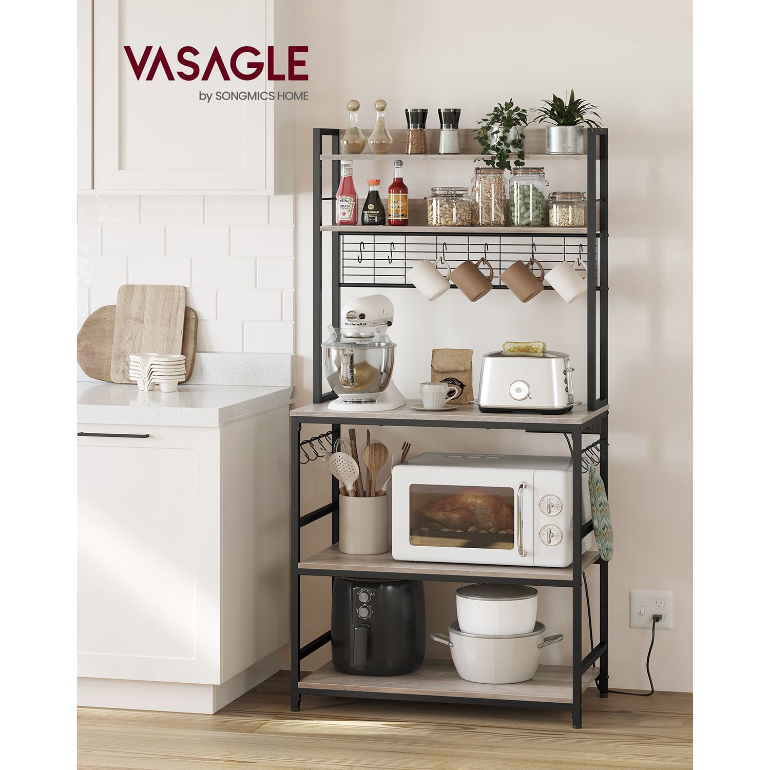 Hutch Bakers Rack with Power Outlet - HWLEXTRA 