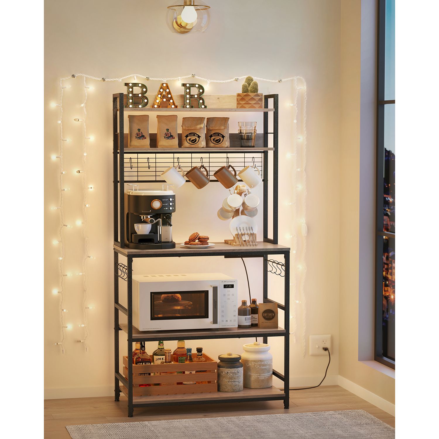 Hutch Bakers Rack with Power Outlet - HWLEXTRA 