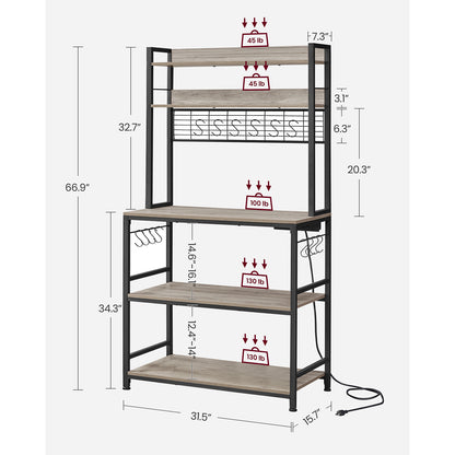 Hutch Bakers Rack with Power Outlet - HWLEXTRA 