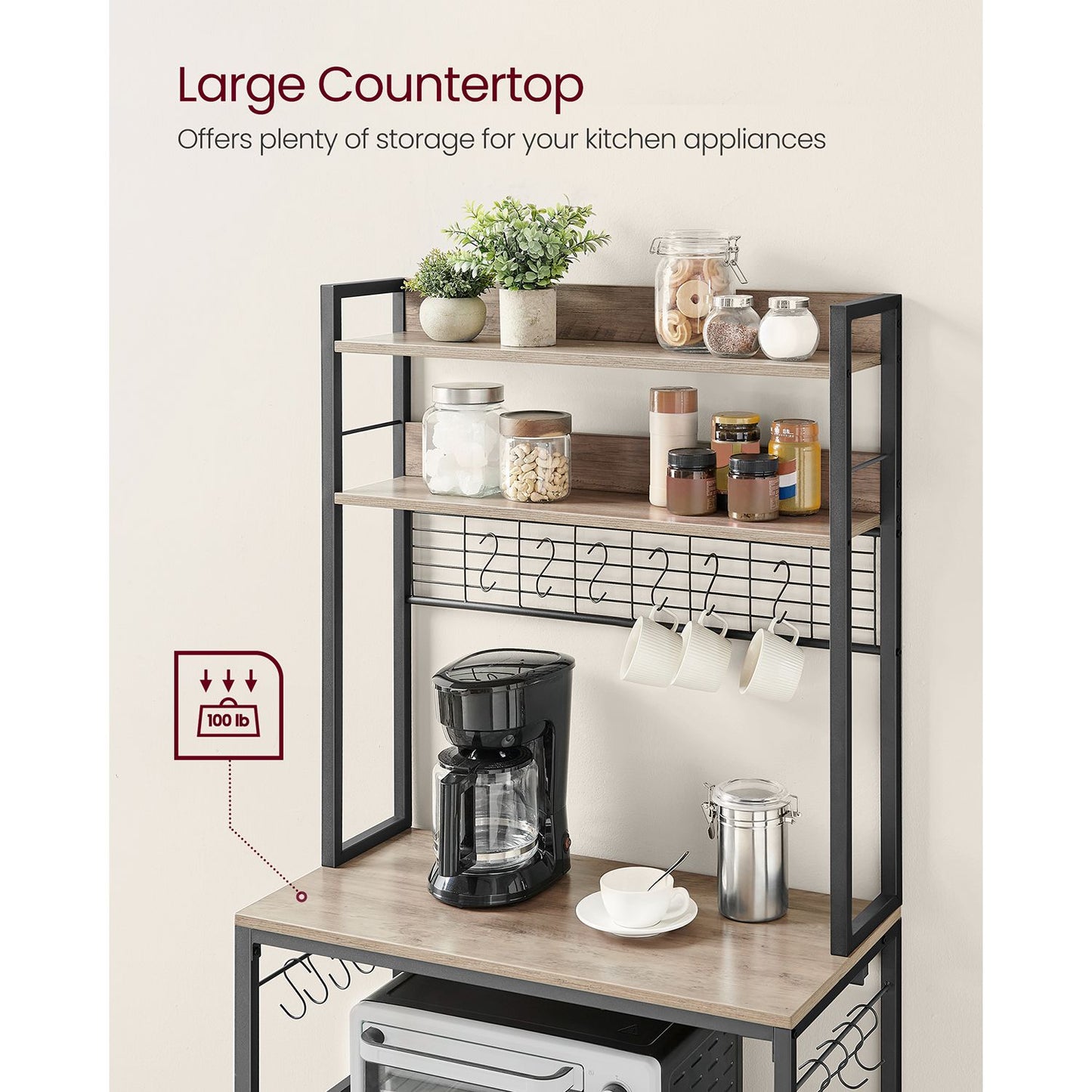 Hutch Bakers Rack with Power Outlet - HWLEXTRA 