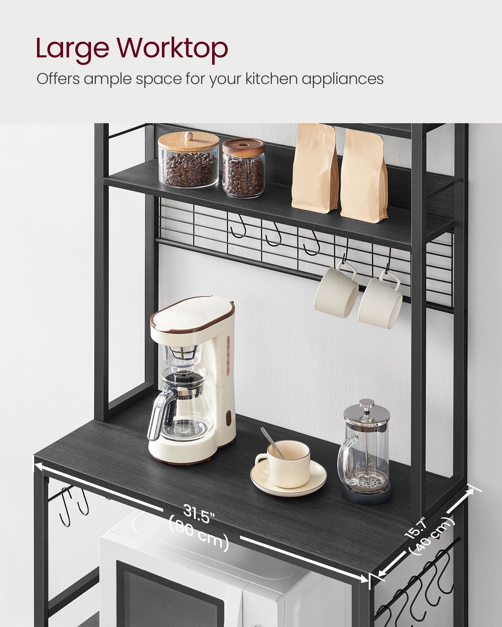 Hutch Bakers Rack with Power Outlet - HWLEXTRA 