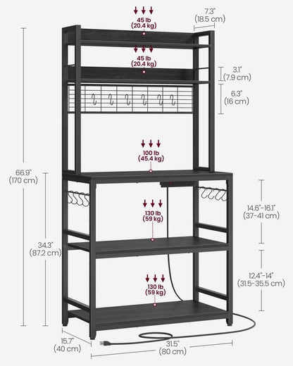 Hutch Bakers Rack with Power Outlet - HWLEXTRA 