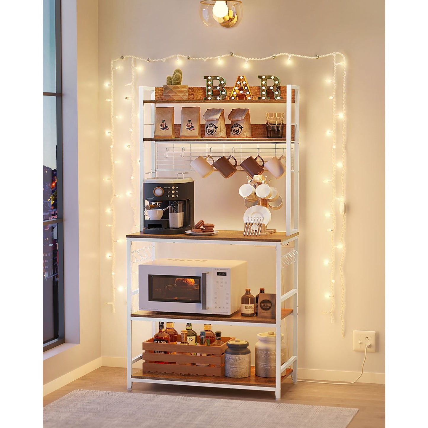 Hutch Bakers Rack with Power Outlet - HWLEXTRA 