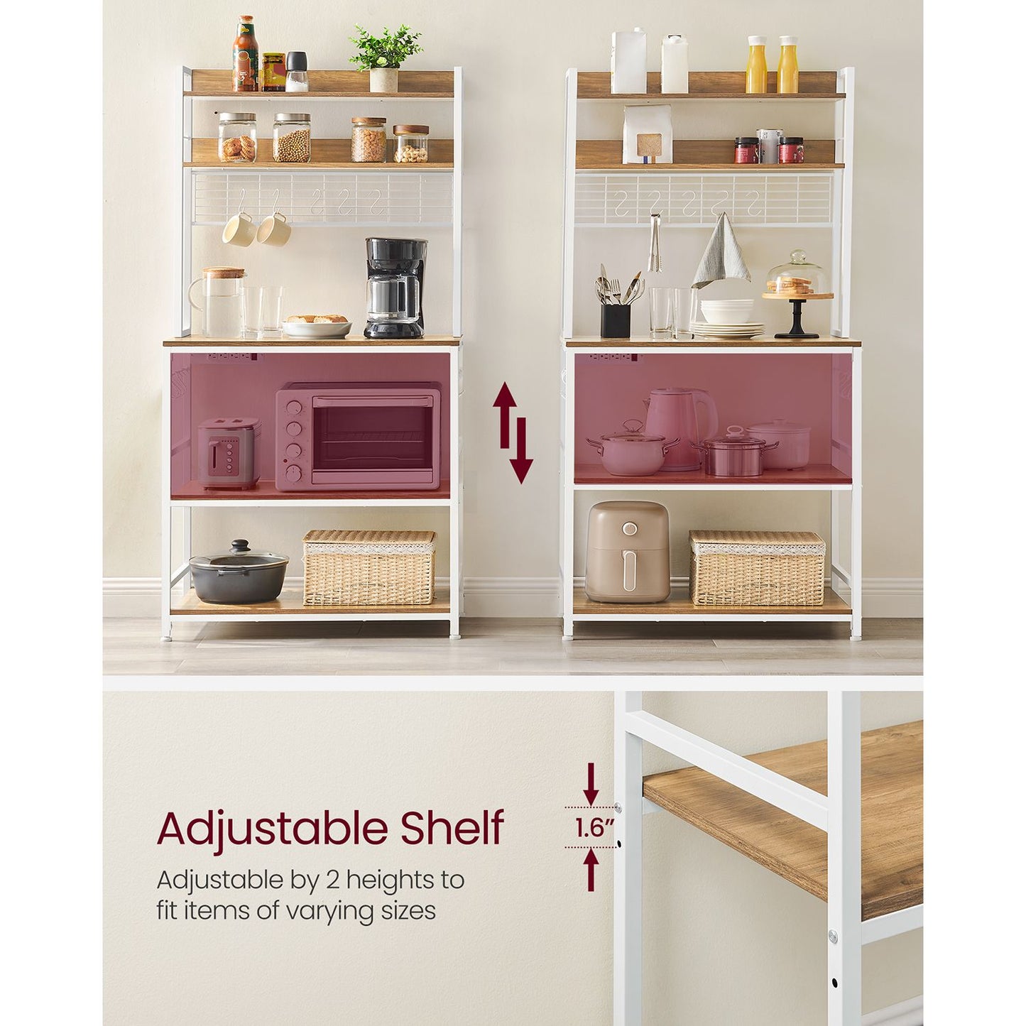 Hutch Bakers Rack with Power Outlet - HWLEXTRA 